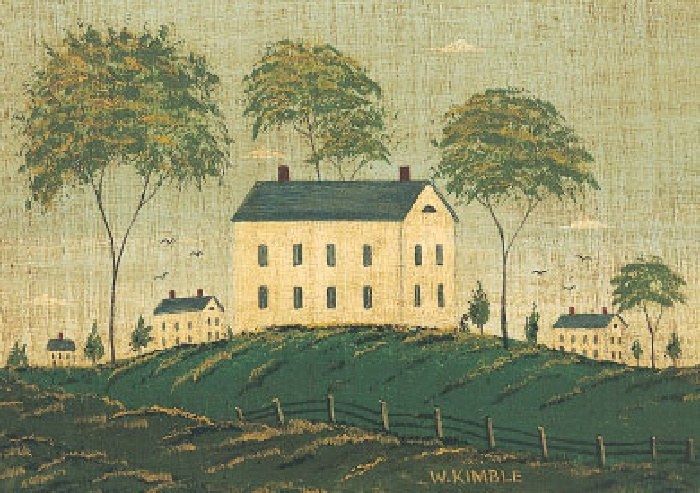 Warren Kimble Farm House on Hill
